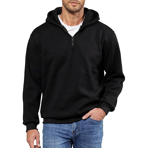 Weinexra Mens Diagonal Zipper Hooded Sweatshirt Casual Lightweight